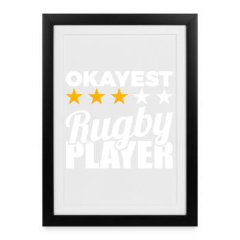 Funny rugby player - Framed poster (27 × 37 cm) - black - Front