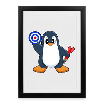 Cible de fléchettes Penguin Dart - Affiche encadrée (27 × 37 cm) - noir - Devant