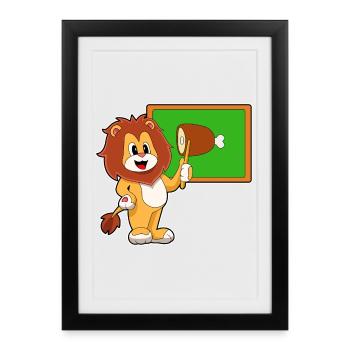 École du Maître Lion Pointeur de Bâtons - Affiche encadrée (27 × 37 cm) - noir - Devant