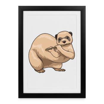 ferret, musician, flute, music - Framed poster (27 × 37 cm) - black - Front