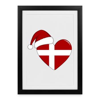 Coeur de Noël drapeau Danemark - Affiche encadrée (27 × 37 cm) - noir - Devant