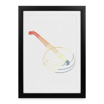 Dessin de Banjo Vintage - Affiche encadrée (27 × 37 cm) - noir - Devant