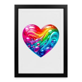 Coeur coloré - Affiche encadrée (27 × 37 cm) - noir - Devant