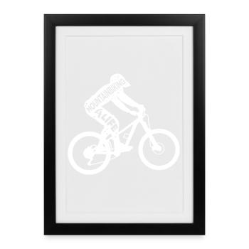 Mountainbike Motivationsspruch - Gerahmtes Poster (27 × 37 cm) - Schwarz - Vorne