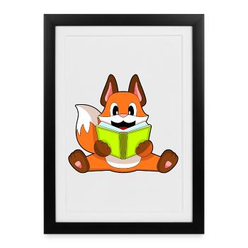 Fox Nerd Book - Framed poster (27 × 37 cm) - black - Front