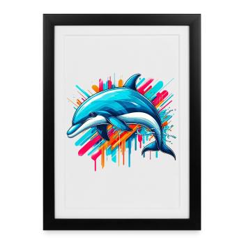 Dauphin - Affiche encadrée (27 × 37 cm) - noir - Devant