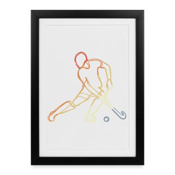 Vintage Field Hockey Sketch - Framed poster (27 × 37 cm) - black - Front