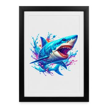 Requin - Affiche encadrée (27 × 37 cm) - noir - Devant
