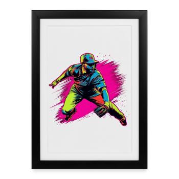 Baseball Player Steamwave - Framed poster (27 × 37 cm) - black - Front