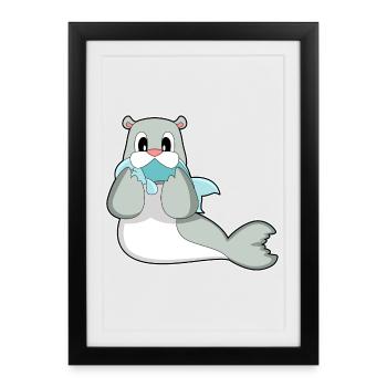 Poisson phoque - Affiche encadrée (27 × 37 cm) - noir - Devant