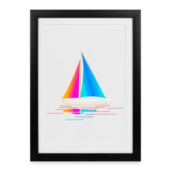 Vintage Sailboat Drawing - Framed poster (27 × 37 cm) - black - Front