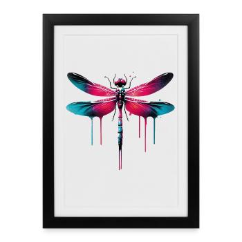 Libellule - Affiche encadrée (27 × 37 cm) - noir - Devant