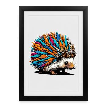 Hedgehog - Framed poster (27 × 37 cm) - black - Front