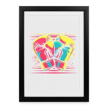 Boxing Gloves Comic Look - Framed poster (27 × 37 cm) - black - Front