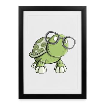 Turtle with glasses - Framed poster (27 × 37 cm) - black - Front