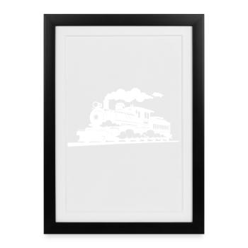 Dampflokomotive Grafik - Gerahmtes Poster (27 × 37 cm) - Schwarz - Vorne