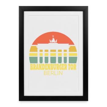 Brandenburger Tor Berlin Retro Silhouette - Framed poster (27 × 37 cm) - black - Front