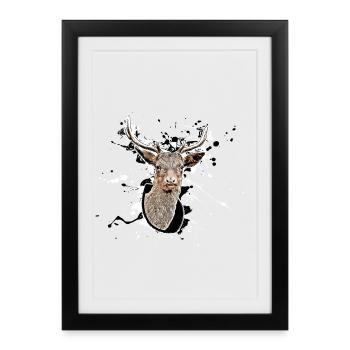 Deer - Framed poster (27 × 37 cm) - black - Front