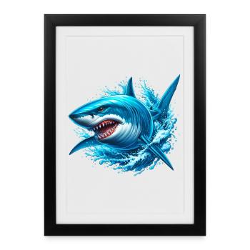 Requin - Affiche encadrée (27 × 37 cm) - noir - Devant