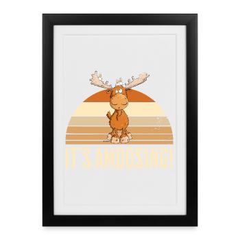 Droll orignal motif animal Scandinavie dicton d’orignal - Affiche encadrée (27 × 37 cm) - noir - Devant