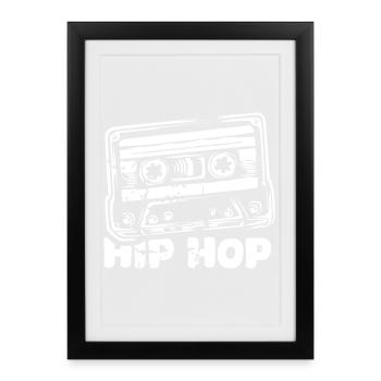 Hip Hop Cassette - rétro oldschool vibes - Affiche encadrée (27 × 37 cm) - noir - Devant