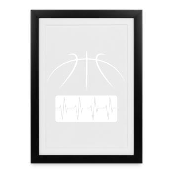 Basketball Lines as a Heartbeat - Streetball Logo - Framed poster (27 × 37 cm) - black - Front