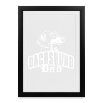 « Teckel papa » avec tête de chien - Affiche encadrée (27 × 37 cm) - noir - Devant