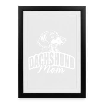 « Maman teckel » avec tête de chien - Affiche encadrée (27 × 37 cm) - noir - Devant