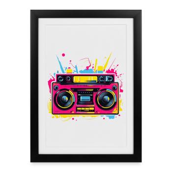 Musique Hip Hop Années 80 - Affiche encadrée (27 × 37 cm) - noir - Devant