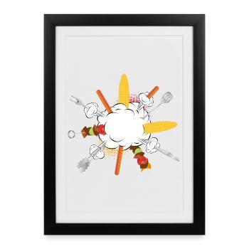 Grill explosion – comic motif for real guys - Framed poster (27 × 37 cm) - black - Front