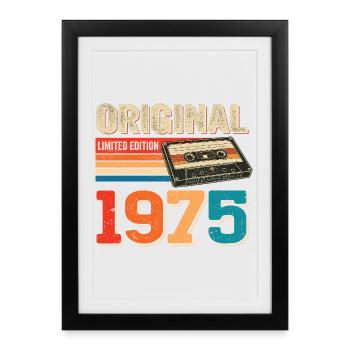 Cassette rétro vintage 1975 Vintage 1975 - Affiche encadrée (27 × 37 cm) - noir - Devant