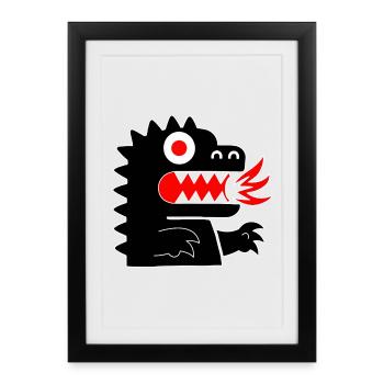 Monstre Dragon - Affiche encadrée (27 × 37 cm) - noir - Devant