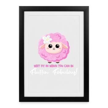 Mouton rose avec un dicton positif - Soyez fantastique ! - Affiche encadrée (27 × 37 cm) - noir - Devant