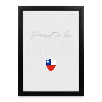Fière chilienne, j’adore le Chili - Affiche encadrée (27 × 37 cm) - noir - Devant
