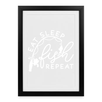 Sleep Fish Repeat Design - Framed poster (27 × 37 cm) - black - Front