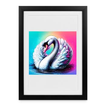 cygne - Affiche encadrée (27 × 37 cm) - noir - Devant
