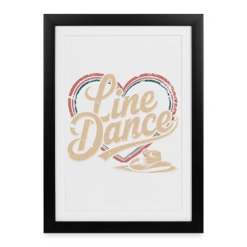 Design rétro en forme de cœur de danse en ligne - Affiche encadrée (27 × 37 cm) - noir - Devant