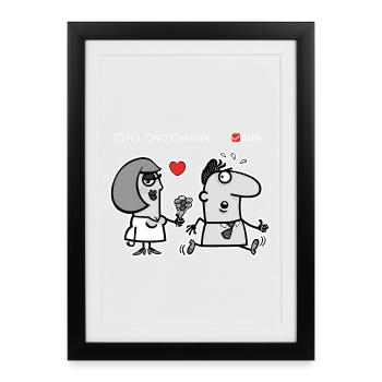Love or Flight – Offbeat Humor (Dark Version) - Framed poster (27 × 37 cm) - black - Front