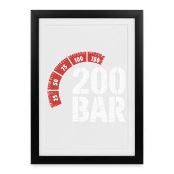 200 Bar Diver Design – Plongée Plongée sous-marine - Affiche encadrée (27 × 37 cm) - noir - Devant