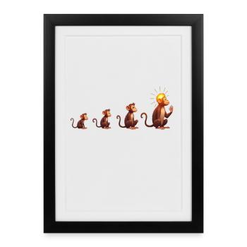 Évolution des singes à tête solaire - Affiche encadrée (27 × 37 cm) - noir - Devant