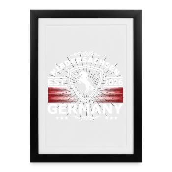 Conception de chevaux en Basse-Saxe – Pride & Home - Affiche encadrée (27 × 37 cm) - noir - Devant