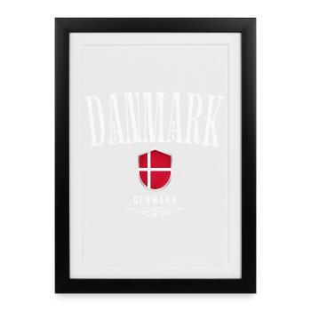 J’adore le Danemark, je suis originaire du Danemark - Affiche encadrée (27 × 37 cm) - noir - Devant