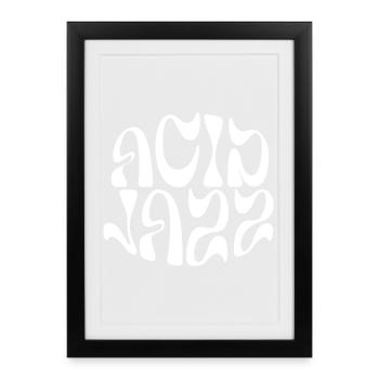 Logo fluide et psychédélique Acid Jazz - Affiche encadrée (27 × 37 cm) - noir - Devant