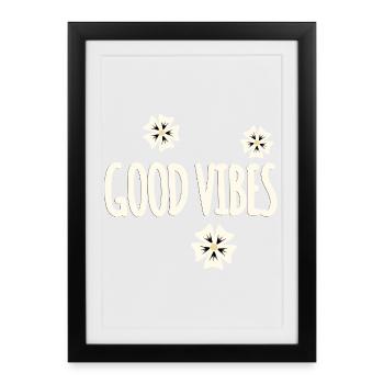 Les fleurs symbolisent le design des vibrations positives - Affiche encadrée (27 × 37 cm) - noir - Devant