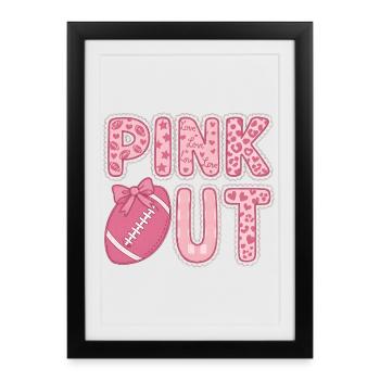 Pink Out Football Breast Cancer Awareness  - Framed poster (27 × 37 cm) - black - Front