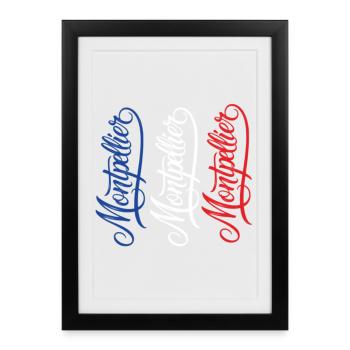 Montpellier Souvenir français aux couleurs nationales - Affiche encadrée (27 × 37 cm) - noir - Devant