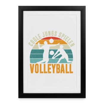 Volleyball Gift Volleyball Player Boys - Framed poster (27 × 37 cm) - black - Front