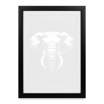 Elephant White :) - Framed poster (27 × 37 cm) - black - Front