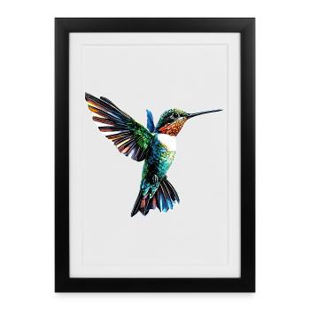 Hummingbird Hummingbird Bird Hummingbirds Cute Hummingbird - Framed poster (27 × 37 cm) - black - Front