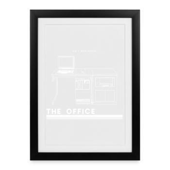 Silhouette de bureau rétro - Affiche encadrée (27 × 37 cm) - noir - Devant